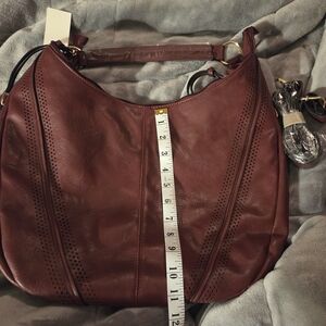 NWOT Elegant Burgundy Leather Hobo Bag